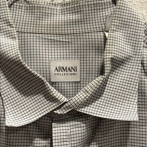 Armani Collezioni Gray Dress Shirt with Classic Check Pattern